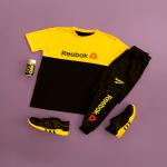 ست تیشرت وشلوار Reebok مدل GK (مشکی زرد)